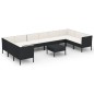 vidaXL 11-tlg. Garten-Lounge-Set mit Auflagen Poly Rattan Schwarz vidaXL 11-tlg. Garten-Lounge-Set mit Auflagen Poly Rattan Schwarz
