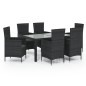 vidaXL 7-tlg. Garten-Essgruppe mit Auflagen Poly Rattan Schwarz vidaXL 7-tlg. Garten-Essgruppe mit Auflagen Poly Rattan Schwarz
