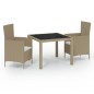 vidaXL 3-tlg. Garten-Essgruppe mit Auflagen Poly Rattan Beige vidaXL 3-tlg. Garten-Essgruppe mit Auflagen Poly Rattan Beige