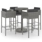 vidaXL 5-tlg. Gartenbar-Set mit Kissen Poly Rattan Grau vidaXL 5-tlg. Gartenbar-Set mit Kissen Poly Rattan Grau