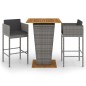 vidaXL 3-tlg. Gartenbar-Set mit Kissen Poly Rattan Grau vidaXL 3-tlg. Gartenbar-Set mit Kissen Poly Rattan Grau