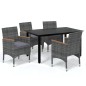 vidaXL 5-tlg. Garten-Essgruppe mit Kissen Poly Rattan Grau vidaXL 5-tlg. Garten-Essgruppe mit Kissen Poly Rattan Grau