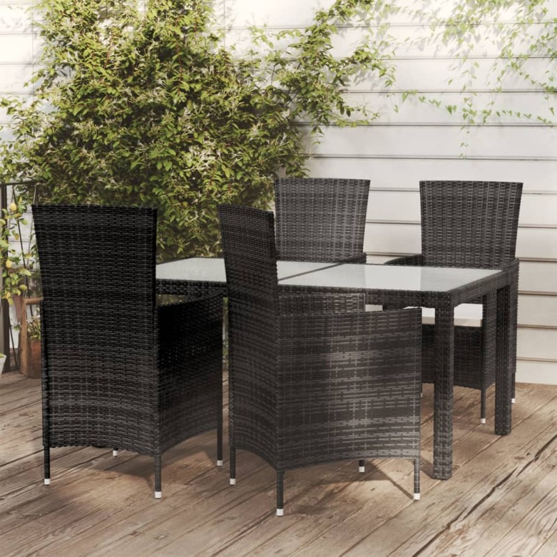 vidaXL 5-tlg. Garten-Essgruppe mit Auflagen Poly Rattan Schwarz vidaXL 5-tlg. Garten-Essgruppe mit Auflagen Poly Rattan Schwarz