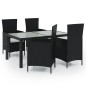 vidaXL 5-tlg. Garten-Essgruppe mit Auflagen Poly Rattan Schwarz vidaXL 5-tlg. Garten-Essgruppe mit Auflagen Poly Rattan Schwarz