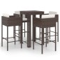 vidaXL 5-tlg. Gartenbar-Set mit Kissen Poly Rattan Braun vidaXL 5-tlg. Gartenbar-Set mit Kissen Poly Rattan Braun