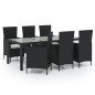 vidaXL 7-tlg. Garten-Essgruppe mit Auflagen Poly Rattan Schwarz vidaXL 7-tlg. Garten-Essgruppe mit Auflagen Poly Rattan Schwarz