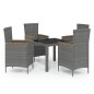 vidaXL 5-tlg. Garten-Essgruppe mit Kissen Poly Rattan Grau vidaXL 5-tlg. Garten-Essgruppe mit Kissen Poly Rattan Grau