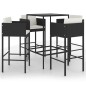 vidaXL 5-tlg. Gartenbar-Set mit Kissen Poly Rattan Schwarz vidaXL 5-tlg. Gartenbar-Set mit Kissen Poly Rattan Schwarz