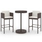 vidaXL 3-tlg. Gartenbar-Set mit Kissen Poly Rattan Braun vidaXL 3-tlg. Gartenbar-Set mit Kissen Poly Rattan Braun