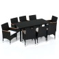 vidaXL 9-tlg. Garten-Essgruppe mit Kissen Poly Rattan Schwarz vidaXL 9-tlg. Garten-Essgruppe mit Kissen Poly Rattan Schwarz