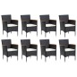 vidaXL 9-tlg. Garten-Essgruppe mit Kissen Poly Rattan Schwarz vidaXL 9-tlg. Garten-Essgruppe mit Kissen Poly Rattan Schwarz