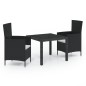 vidaXL 3-tlg. Garten-Essgruppe mit Auflagen Poly Rattan Schwarz vidaXL 3-tlg. Garten-Essgruppe mit Auflagen Poly Rattan Schwarz