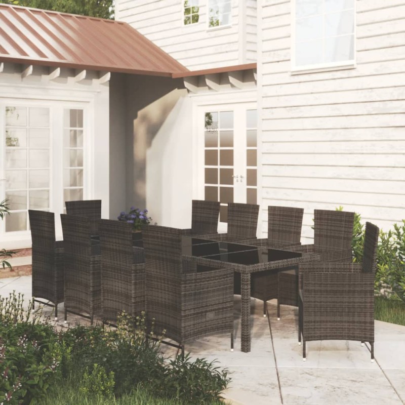 vidaXL 11-tlg. Garten-Essgruppe mit Auflagen Poly Rattan Schwarz vidaXL 11-tlg. Garten-Essgruppe mit Auflagen Poly Rattan Schwarz