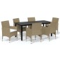 vidaXL 7-tlg. Garten-Essgruppe mit Kissen Poly Rattan Beige vidaXL 7-tlg. Garten-Essgruppe mit Kissen Poly Rattan Beige