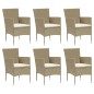 vidaXL 7-tlg. Garten-Essgruppe mit Kissen Poly Rattan Beige vidaXL 7-tlg. Garten-Essgruppe mit Kissen Poly Rattan Beige