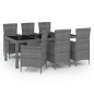 vidaXL 7-tlg. Garten-Essgruppe mit Kissen Poly Rattan Grau vidaXL 7-tlg. Garten-Essgruppe mit Kissen Poly Rattan Grau