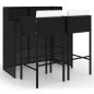 vidaXL 3-tlg. Gartenbar-Set mit Kissen Poly Rattan Schwarz vidaXL 3-tlg. Gartenbar-Set mit Kissen Poly Rattan Schwarz
