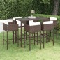 vidaXL 7-tlg. Gartenbar-Set mit Kissen Poly Rattan Braun vidaXL 7-tlg. Gartenbar-Set mit Kissen Poly Rattan Braun