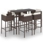 vidaXL 7-tlg. Gartenbar-Set mit Kissen Poly Rattan Braun vidaXL 7-tlg. Gartenbar-Set mit Kissen Poly Rattan Braun