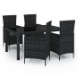 vidaXL 5-tlg. Garten-Essgruppe mit Kissen Poly Rattan Schwarz vidaXL 5-tlg. Garten-Essgruppe mit Kissen Poly Rattan Schwarz
