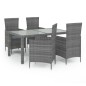 vidaXL 5-tlg. Garten-Essgruppe mit Kissen Poly Rattan Grau vidaXL 5-tlg. Garten-Essgruppe mit Kissen Poly Rattan Grau