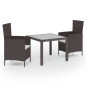 vidaXL 3-tlg. Garten-Essgruppe Poly Rattan Braun vidaXL 3-tlg. Garten-Essgruppe Poly Rattan Braun