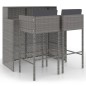 vidaXL 3-tlg. Gartenbar-Set mit Kissen Poly Rattan Grau vidaXL 3-tlg. Gartenbar-Set mit Kissen Poly Rattan Grau