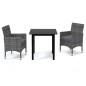 vidaXL 3-tlg. Garten-Essgruppe mit Kissen Poly Rattan Grau vidaXL 3-tlg. Garten-Essgruppe mit Kissen Poly Rattan Grau