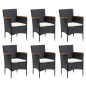 vidaXL 7-tlg. Garten-Essgruppe mit Kissen Poly Rattan Schwarz vidaXL 7-tlg. Garten-Essgruppe mit Kissen Poly Rattan Schwarz