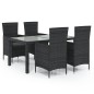 vidaXL 5-tlg. Garten-Essgruppe mit Auflagen Poly Rattan Schwarz vidaXL 5-tlg. Garten-Essgruppe mit Auflagen Poly Rattan Schwarz