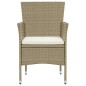 vidaXL 3-tlg. Garten-Essgruppe mit Kissen Poly Rattan Beige vidaXL 3-tlg. Garten-Essgruppe mit Kissen Poly Rattan Beige