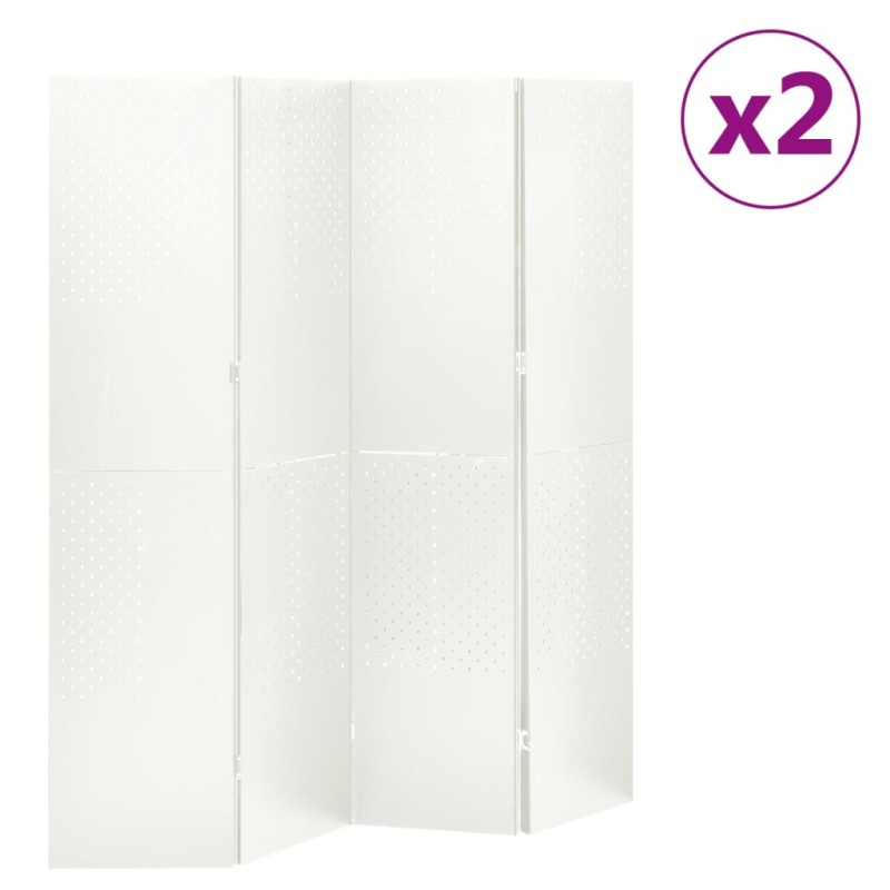 vidaXL 4-tlg. Raumteiler 2 Stk. Weiß 160x180 cm Stahl vidaXL 4-tlg. Raumteiler 2 Stk. Weiß 160x180 cm Stahl