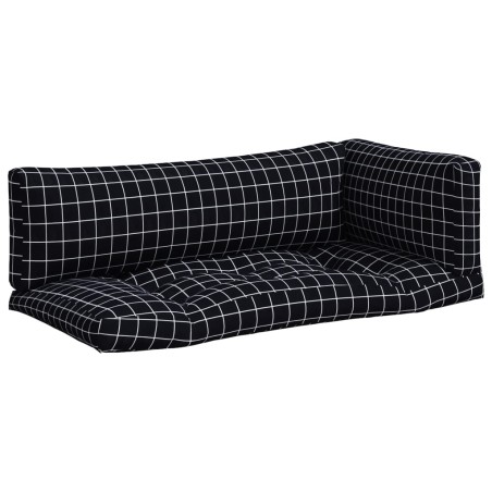 vidaXL Palettenkissen 3 Stk. Schwarz Karomuster Oxford-Gewebe