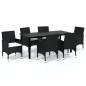 vidaXL 7-tlg. Garten-Essgruppe mit Kissen Poly Rattan Schwarz vidaXL 7-tlg. Garten-Essgruppe mit Kissen Poly Rattan Schwarz