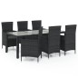 vidaXL 7-tlg. Garten-Essgruppe mit Auflagen Poly Rattan Schwarz vidaXL 7-tlg. Garten-Essgruppe mit Auflagen Poly Rattan Schwarz