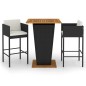 vidaXL 3-tlg. Gartenbar-Set mit Kissen Poly Rattan Schwarz vidaXL 3-tlg. Gartenbar-Set mit Kissen Poly Rattan Schwarz