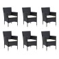 vidaXL 7-tlg. Garten-Essgruppe mit Kissen Poly Rattan Schwarz vidaXL 7-tlg. Garten-Essgruppe mit Kissen Poly Rattan Schwarz