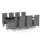 vidaXL 9-tlg. Garten-Essgruppe mit Kissen Poly Rattan Grau vidaXL 9-tlg. Garten-Essgruppe mit Kissen Poly Rattan Grau