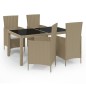 vidaXL 5-tlg. Garten-Essgruppe mit Kissen Poly Rattan Beige vidaXL 5-tlg. Garten-Essgruppe mit Kissen Poly Rattan Beige