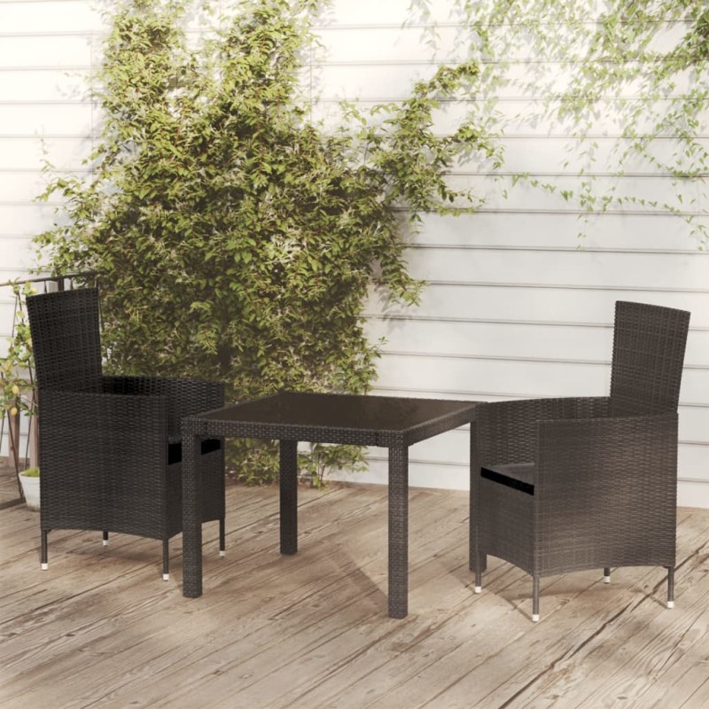vidaXL 3-tlg. Garten-Essgruppe mit Auflagen Poly Rattan Schwarz vidaXL 3-tlg. Garten-Essgruppe mit Auflagen Poly Rattan Schwarz