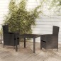 vidaXL 3-tlg. Garten-Essgruppe mit Auflagen Poly Rattan Schwarz vidaXL 3-tlg. Garten-Essgruppe mit Auflagen Poly Rattan Schwarz
