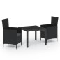 vidaXL 3-tlg. Garten-Essgruppe mit Auflagen Poly Rattan Schwarz vidaXL 3-tlg. Garten-Essgruppe mit Auflagen Poly Rattan Schwarz
