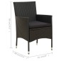 vidaXL 3-tlg. Garten-Essgruppe mit Auflagen Poly Rattan Schwarz vidaXL 3-tlg. Garten-Essgruppe mit Auflagen Poly Rattan Schwarz
