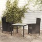 vidaXL 3-tlg. Garten-Essgruppe mit Auflagen Poly Rattan Schwarz vidaXL 3-tlg. Garten-Essgruppe mit Auflagen Poly Rattan Schwarz