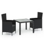 vidaXL 3-tlg. Garten-Essgruppe mit Auflagen Poly Rattan Schwarz vidaXL 3-tlg. Garten-Essgruppe mit Auflagen Poly Rattan Schwarz