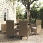 vidaXL 7-tlg. Garten-Essgruppe mit Kissen Poly Rattan Beige vidaXL 7-tlg. Garten-Essgruppe mit Kissen Poly Rattan Beige