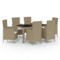 vidaXL 7-tlg. Garten-Essgruppe mit Kissen Poly Rattan Beige vidaXL 7-tlg. Garten-Essgruppe mit Kissen Poly Rattan Beige