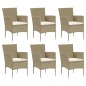 vidaXL 7-tlg. Garten-Essgruppe mit Kissen Poly Rattan Beige