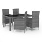 vidaXL 5-tlg. Garten-Essgruppe mit Kissen Poly Rattan Grau vidaXL 5-tlg. Garten-Essgruppe mit Kissen Poly Rattan Grau