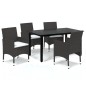 vidaXL 5-tlg. Garten-Essgruppe mit Kissen Poly Rattan Braun vidaXL 5-tlg. Garten-Essgruppe mit Kissen Poly Rattan Braun